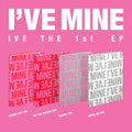Album cover of IVE The 1st Ep Album I've Mine (Random Ver.) with various versions displayed on a pink background.