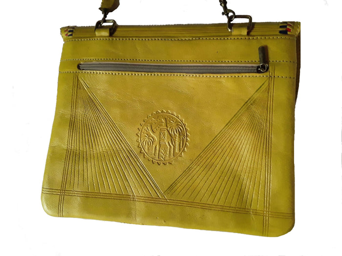 Jeblia - Yellow Leather Clutch Bag - Eye - Bags | Moroccan Corridor®