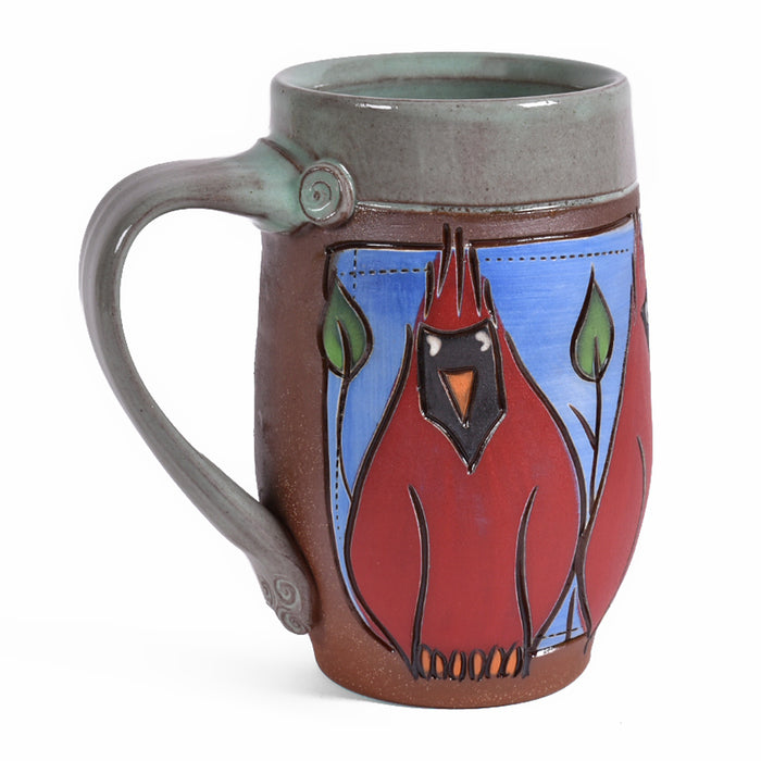 Jennifer Stas Pottery Cardinal Coffee Mug, Red/Multi