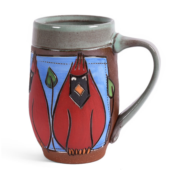 Jennifer Stas Pottery Cardinal Coffee Mug, Red/Multi