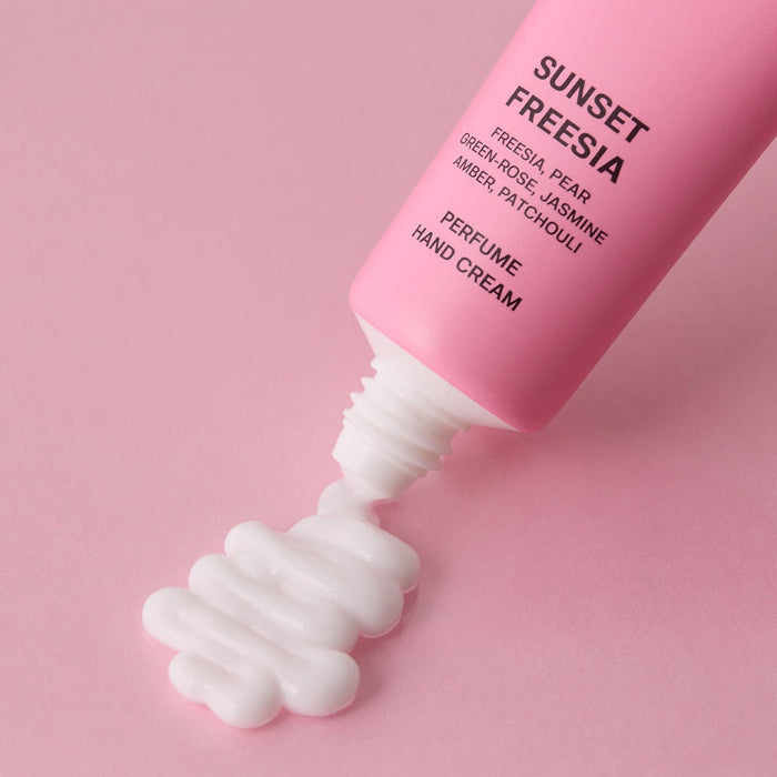 JULYME Perfume Shea Butter Hand Cream 30ml pink tube with white cream on pink background