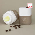 KAINE Caffetinal Cream 50ml with coffee beans and open jar, Glowpick rating displayed.