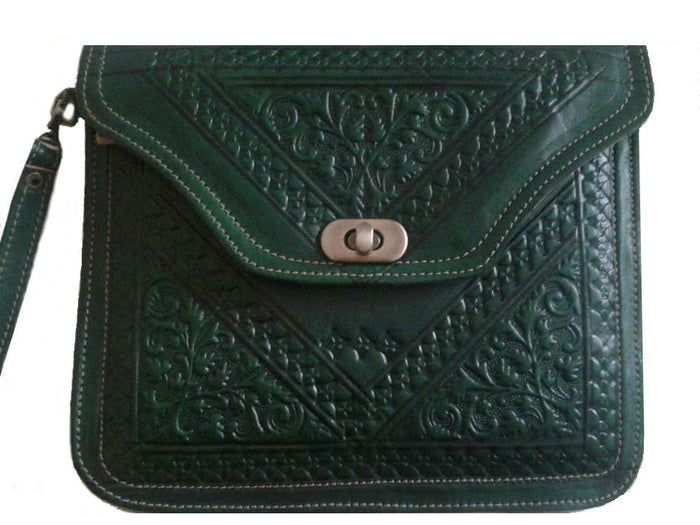 Kharrazine Square Clutch - Green - Kharrazine Wristlet | Moroccan Corridor