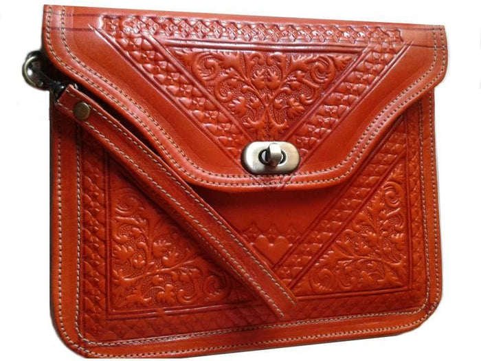 Kharrazine Square Clutch - Orange - Kharrazine Wristlet | Moroccan Corridor