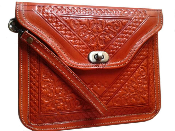 Kharrazine Square Clutch - Orange - Kharrazine Wristlet | Moroccan Corridor