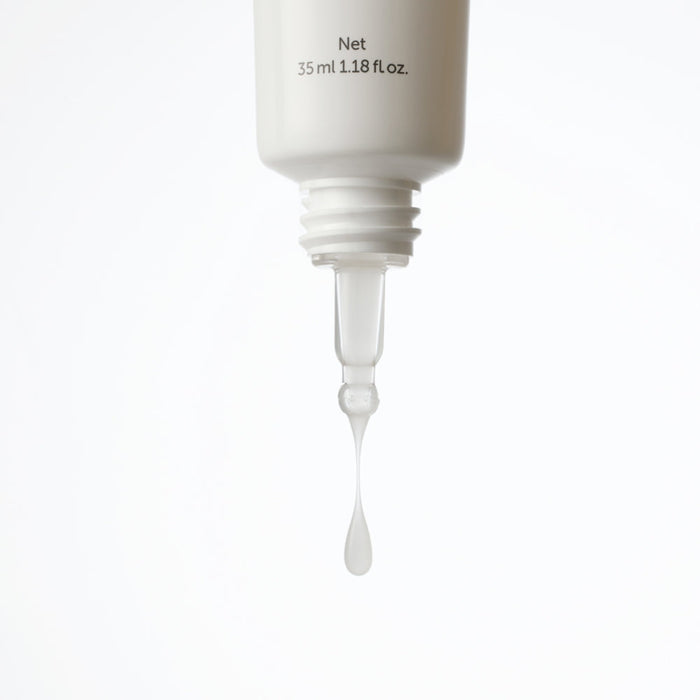 KLAIRS Fundamental Eye Awakening Gel 35ml showing gel texture from tube for hydration and brightening skincare routines.