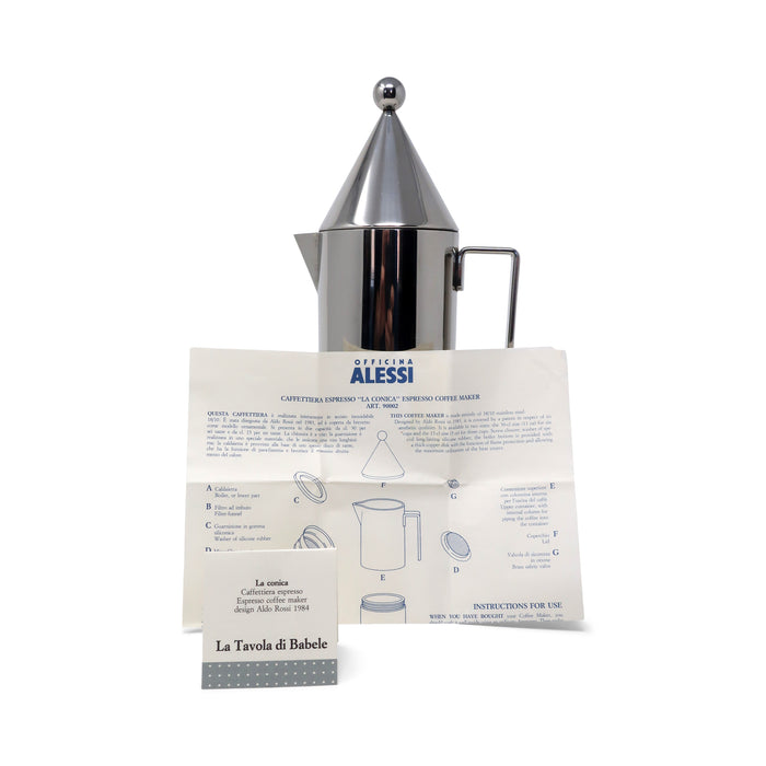 La Conica Six Cup Espresso Maker by Aldo Rossi for Alessi