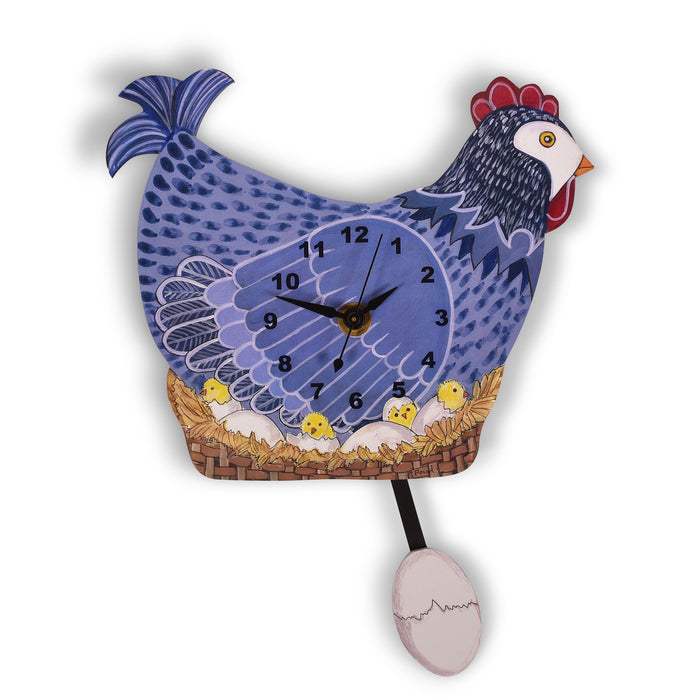 Laughing Moon Henny Chicken Pendulum Wall Clock, Handmade in The USA