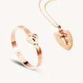 Rose gold lock and key jewellery set - BELARIC