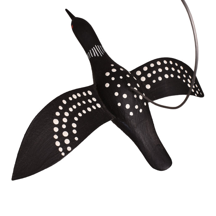 Loon Hand-Painted Wooden Hanging Decoy with Metal Wings