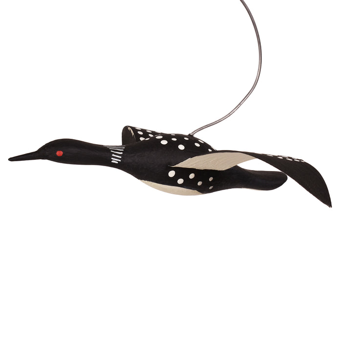 Loon Hand-Painted Wooden Hanging Decoy with Metal Wings