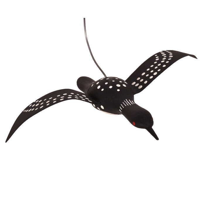 Loon Hand-Painted Wooden Hanging Decoy with Metal Wings