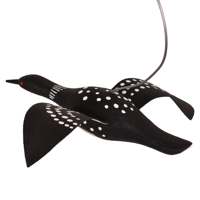 Loon Hand-Painted Wooden Hanging Decoy with Metal Wings