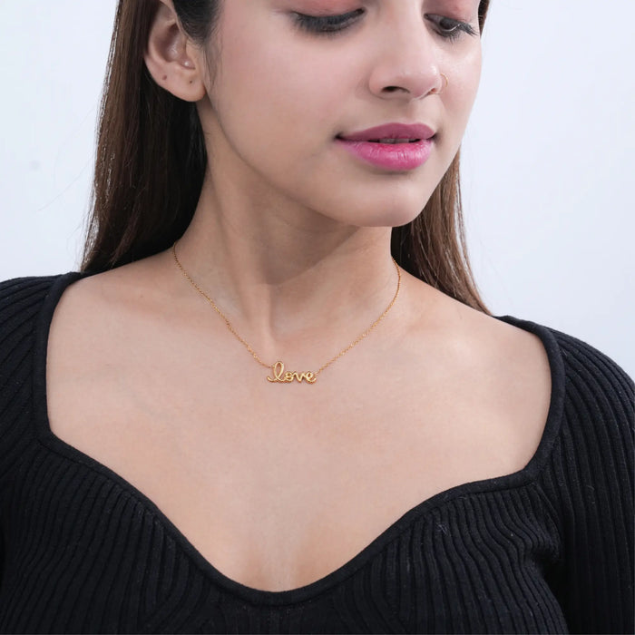 Gold love necklace product view 2 - BELARIC