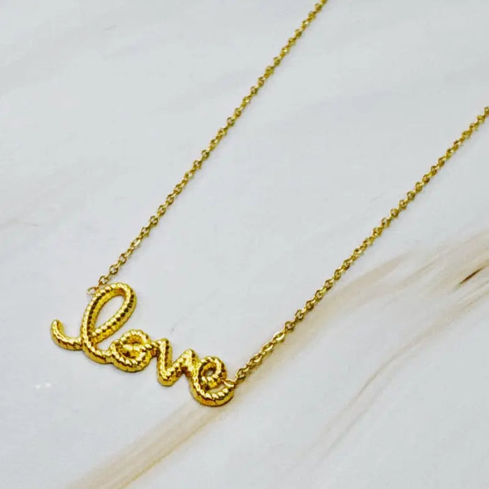 Gold love necklace product view 3 - BELARIC