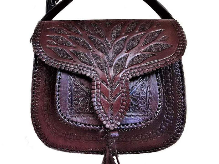 LSSAN Handbag - Large size - Brown - Palm - Shoulder | Moroccan Corridor