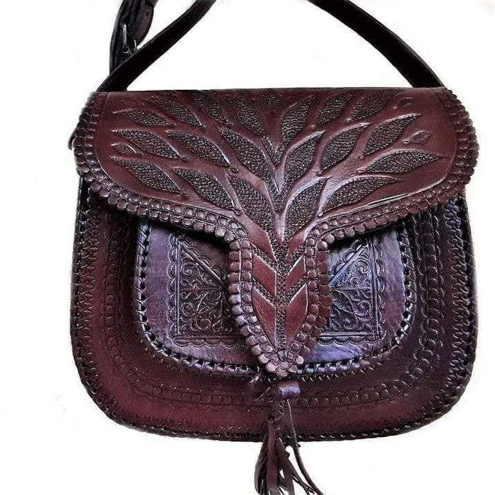 LSSAN Handbag - Large size - Brown - Palm - Shoulder | Moroccan Corridor