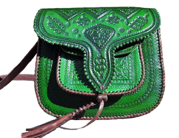 LSSAN Handbag - Large size - Green - Heart - Moroccan Corridor