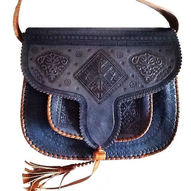 Lssan Handbag - Large Size - Dark Blue - Square - Lssan Shoulder | Moroccan Corridor