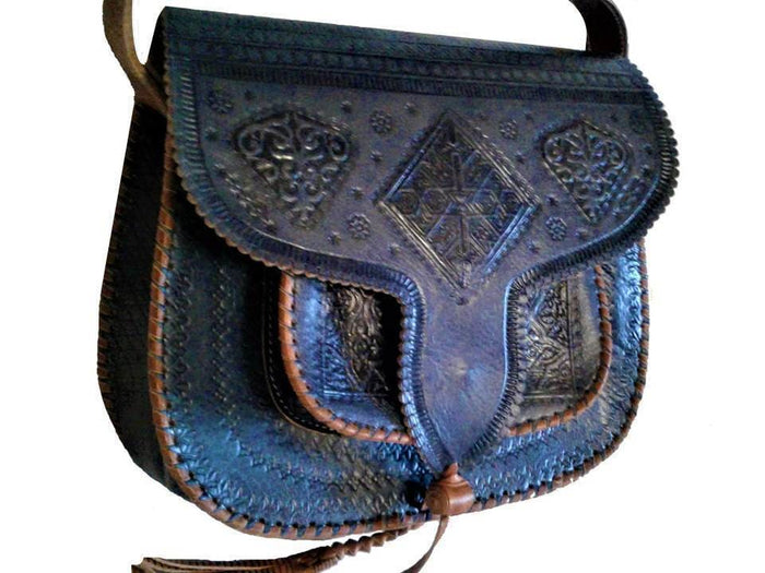 Lssan Handbag - Large Size - Dark Blue - Square - Lssan Shoulder | Moroccan Corridor