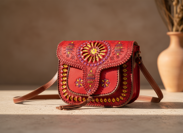 LSSAN Handbag Red Embroidered