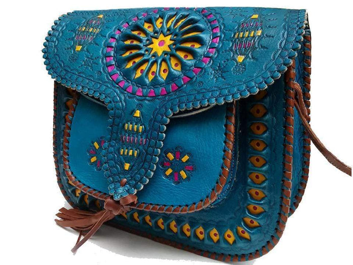 LSSAN Handbag - Large size - Turquoise - Embroidered