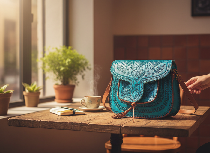 LSSAN Turquoise Handbag Medium Size