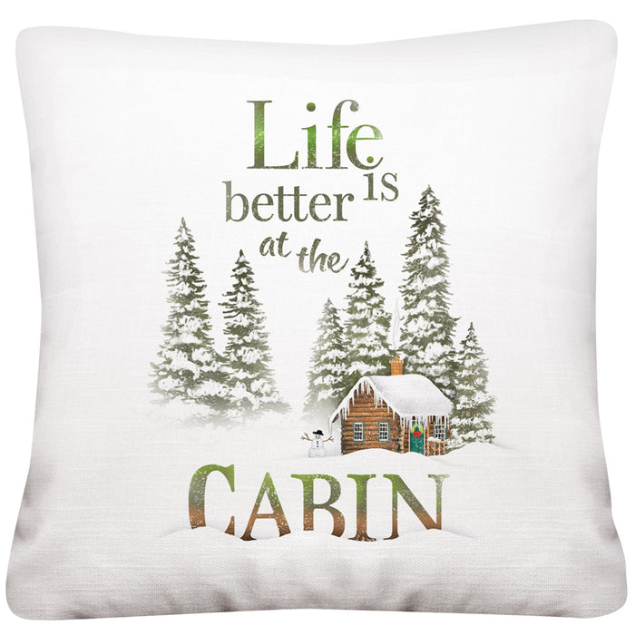 Mary Lake-Thompson Life is Better at The Cabin 16-inch Square Cotton Pillow