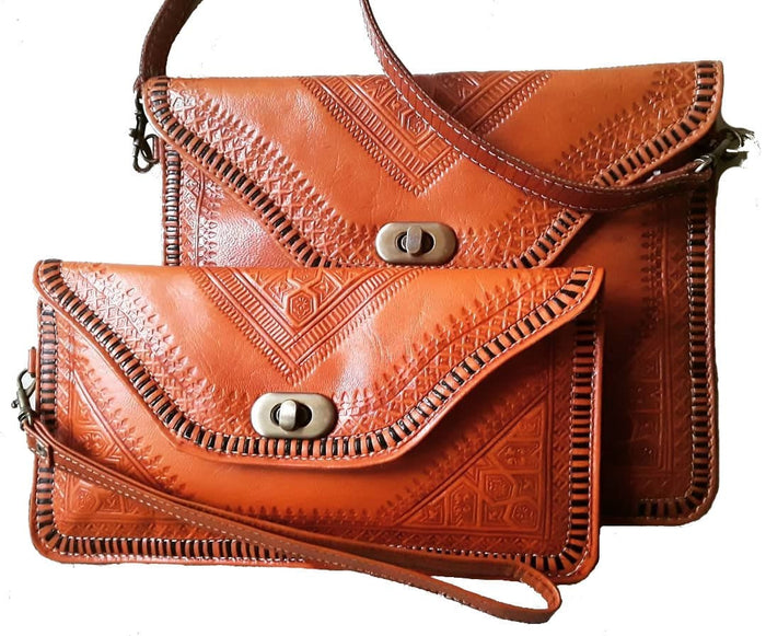 Leather Clutch - Budle - Orange - M'dina Bundle - Orange Clutches