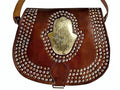 Médaillon Leather Bag - Hamsa - Brown Caramel - Moroccan Corridor