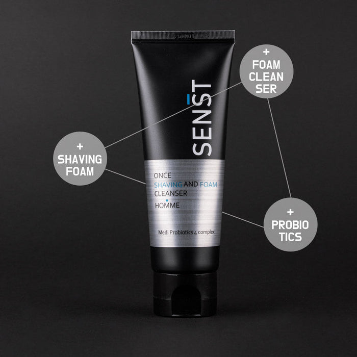 MEDIFLOWER 1+1+1 Sensitive Once Shaving & Foam Cleanser Homme 120ml by Gentleman Korea – men’s gentle shaving foam and foam cleanser with probiotics