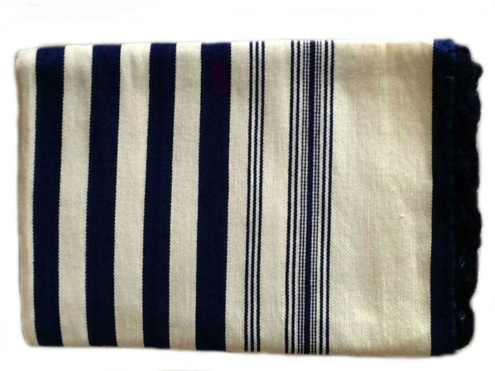 Mendil - Dark Blue Striped Throw - Blanket | Moroccan Corridor