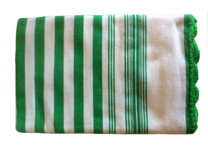Mendil - Green Striped Throw - Blanket | Moroccan Corridor