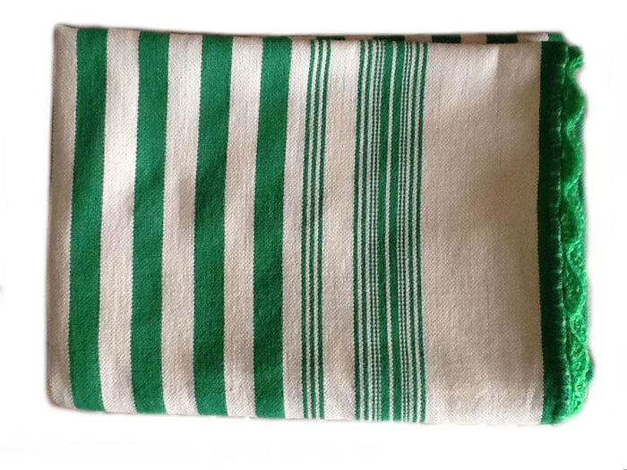 Mendil - Green Striped Throw - Blanket | Moroccan Corridor