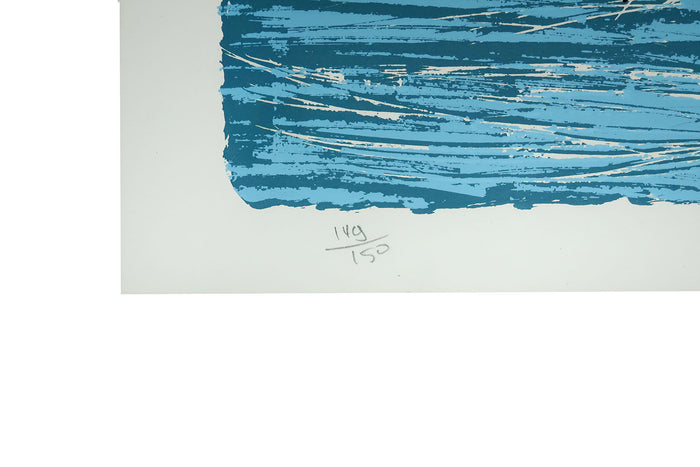 Mid-Century Modern Blue and Orange Serigraph