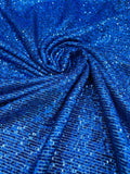 Mille Stripe Spandex Sequins - Royal Blue - 4 Way Stretch Lace Spandex Mesh Sold By Yard