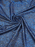 Mille Stripe Spandex Sequins - Royal Blue on Navy - 4 Way Stretch Lace Spandex Mesh Sold By Yard