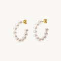 Minimalist Pearl Hoop Earrings for Women – Elegant Gold Studded Half Hoop Jewelry - BELARIC