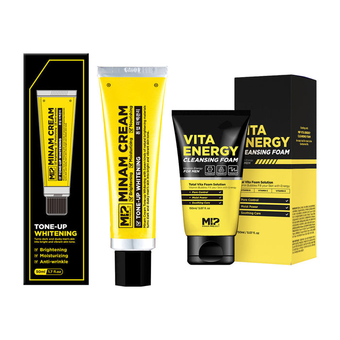 MIP Minam Cream Tone-up Whitening + Vita Energy Foam CLeansing - Gentleman Korea Korean men's skincare set