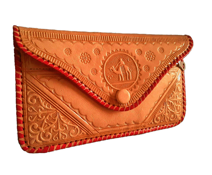 Moroccan Camel Leather Purse - Orange - Moroccan Corridor