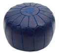 Moroccan Leather Pouf - Dark Blue - Moroccan Corridor
