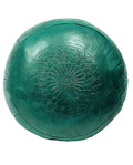 Moroccan Leather Ottoman - Green Tabouret Pouf