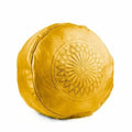 Moroccan Leather Ottoman - Yellow Tabouret Pouf
