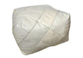 Moroccan Leather Ottoman - ZIGZAG Design - White - ZigZag | Corridor®