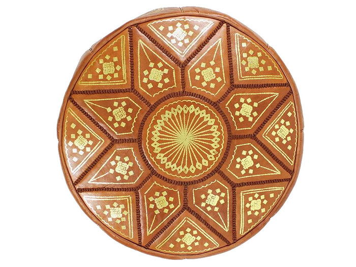 Moroccan Leather Ottoman / Stormia - Tan