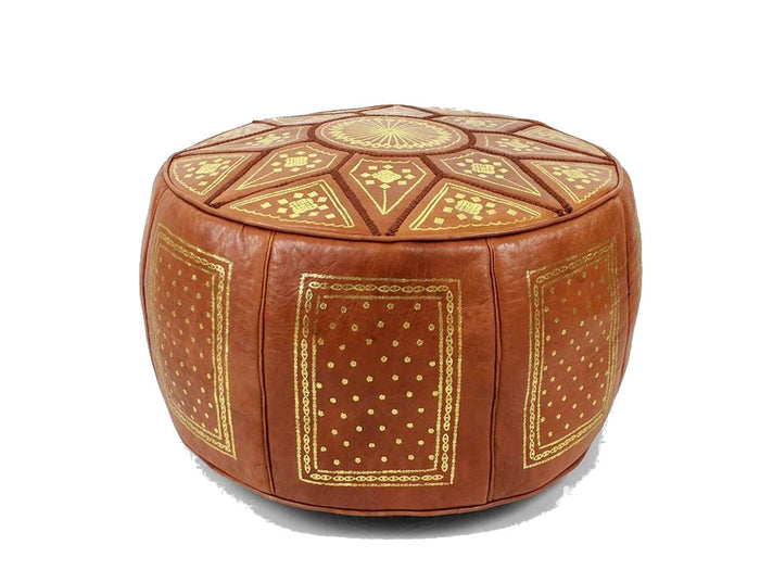 Moroccan Leather Ottoman / Stormia - Tan