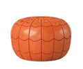Moroccan Leather Ottoman with Arch Design - Orange