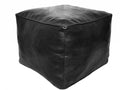 Moroccan Leather Pouf / Ottoman - Square - Black - Sylia - Moroccan Corridor