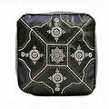 Moroccan Leather Tile Ottoman - Square - Black with White Embroidery