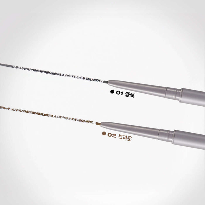NATURE REPUBLIC Botanican Microfiber Slim Fit Eyeliner in black and brown shades, showcasing precision and fine texture for detailed eye makeup.